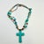 1970s Vintage Southwestern Navajo Boho Chic Faux Turquoise Cross Pennant Beaded Necklace, 22” For Sale - Image 9 of 11