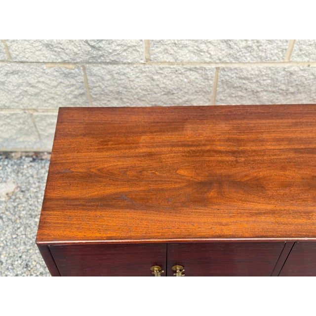 Vintage Chinese Chinoiserie Elmwood Low Sideboard With Brass Hardware For Sale - Image 11 of 12