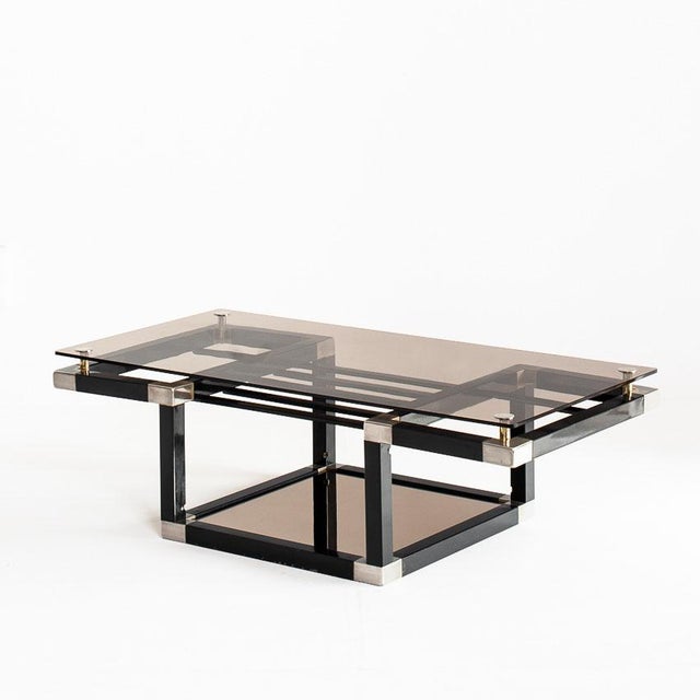 Mid-Century Modern Iron and Smoked Glass Coffee Table, France, 1980s For Sale - Image 3 of 18