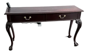 Queen Anne Mahogany Console / Sofa Table – 2 Drawers, Ball & Claw Feet