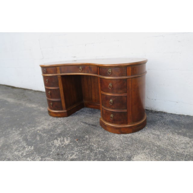 Drexel Heritage Flame Mahogany Kidney Shaped Executive Desk With Bookcase 6084 For Sale - Image 11 of 18