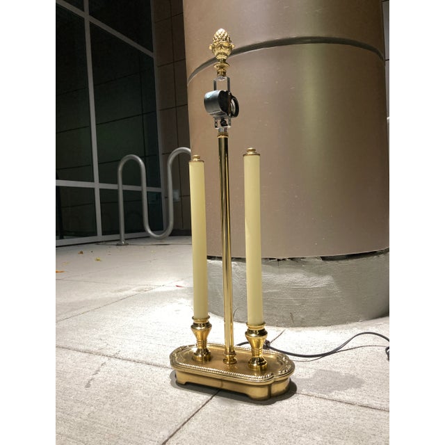 French French Style Two-Candle Brass Bouillotte Lamp With Large Pinecone Finial For Sale - Image 3 of 13