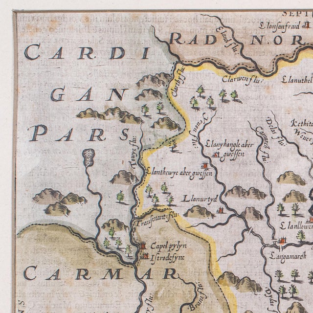Antique Map, Brecknoc, Breconshire, English, Framed, Dual Sided, Jacobean, 1607 For Sale - Image 6 of 12
