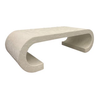 1980s Postmodern Off White Plaster Plinth Coffee Table For Sale