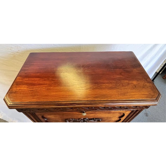 1900's Wood Bar Cabinet With Glass Interior and Lights For Sale - Image 4 of 13