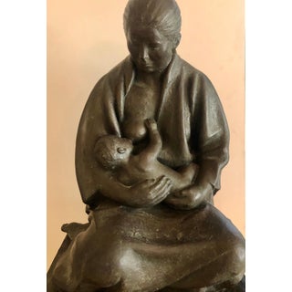 Felipe Castañeda, Large Latin American Mexican Master Bronze Sculpture Mother with Child SIgned, 1989 For Sale
