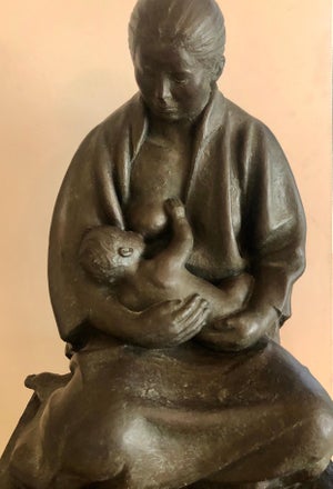 Felipe Castañeda, Large Latin American Mexican Master Bronze Sculpture Mother with Child SIgned, 1989