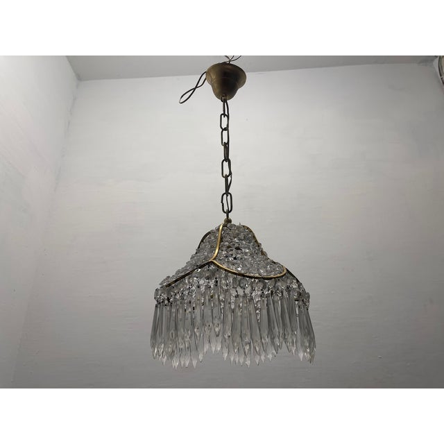 Small Crystal and Brass Pendant, 1960s For Sale - Image 6 of 9