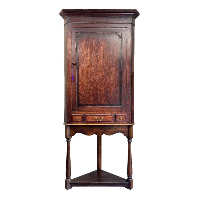 Georgian Oak Corner Cabinet For Sale