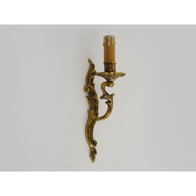 Vintage Brass Wall Sconce with Acanthus Leaf Motif, 1960s For Sale - Image 3 of 8