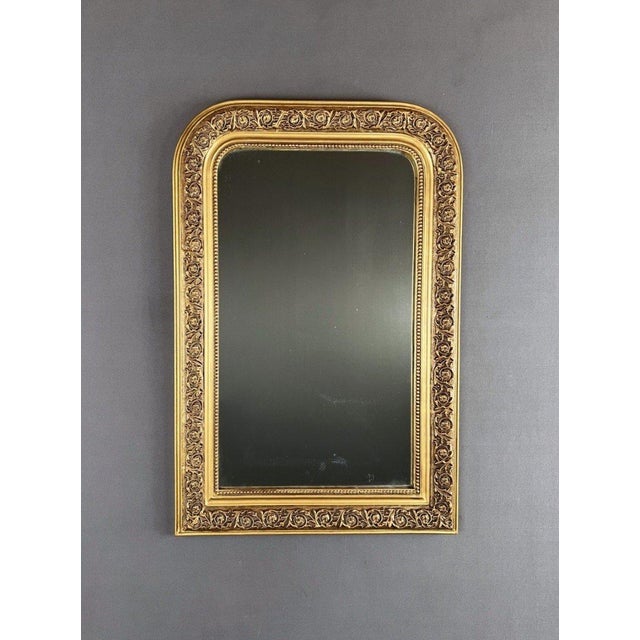 19th Century 19th Century Louis Philippe Gilded Carved Wooden Mirror For Sale - Image 5 of 5