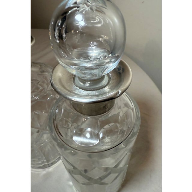 Antique William Devenport Sterling Silver Cut Crystal Glass Decanter - a Pair For Sale - Image 13 of 15