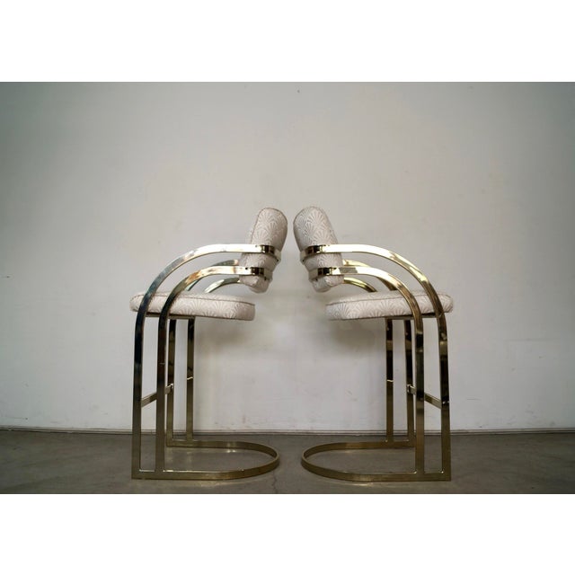 1980’s Art Deco Hollywood Regency Brass Bar Stools - A Pair For Sale In Los Angeles - Image 6 of 12