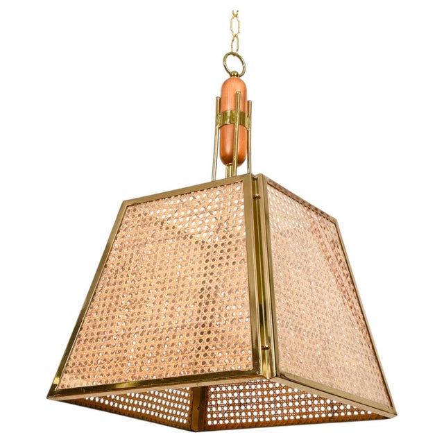 Mid-Century Italian Pendant in Gilt Metal, Straw and Giass, 1970s For Sale - Image 16 of 16