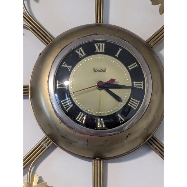1960s 1960s, Mid-Century Modern "Starburst" United Wall Clock For Sale - Image 5 of 10