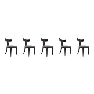 Interlude Home Modern Lacquer Wood Klismos Dining Chair Set of Five For Sale