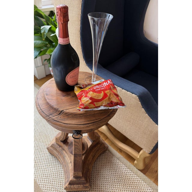 Restoration Hardware Wingback Chair in Navy Blue For Sale - Image 18 of 18