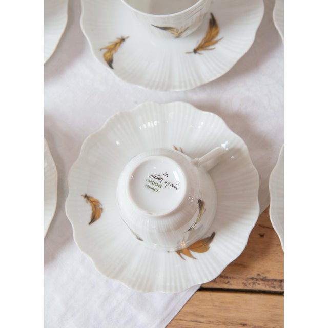 Giraud Limoges Coffee Set with Hand-Painted Gold Leaves, 1950s, Set of 22 For Sale - Image 4 of 9