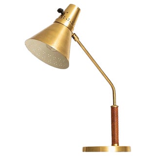 Swedish Brass & Snakeskin Table Lamp from AB E. Hansson & Co, 1960s For Sale