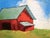 Contemporary Gilroy Farm Red Barn Lynne French 4x6 California Landscape Oil Painting For Sale - Image 3 of 4