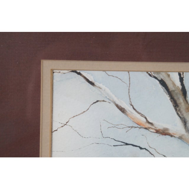 Sky Blue 1975 Vintage Watercolor Landscape Painting December Morning by Sean Toomey 27" For Sale - Image 8 of 11