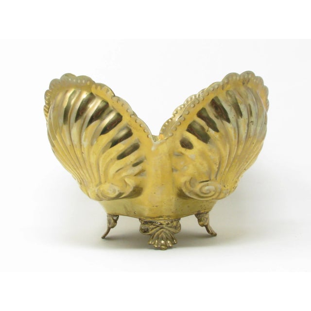 Vintage Clamshell Shaped Footed Brass Planter For Sale - Image 9 of 12