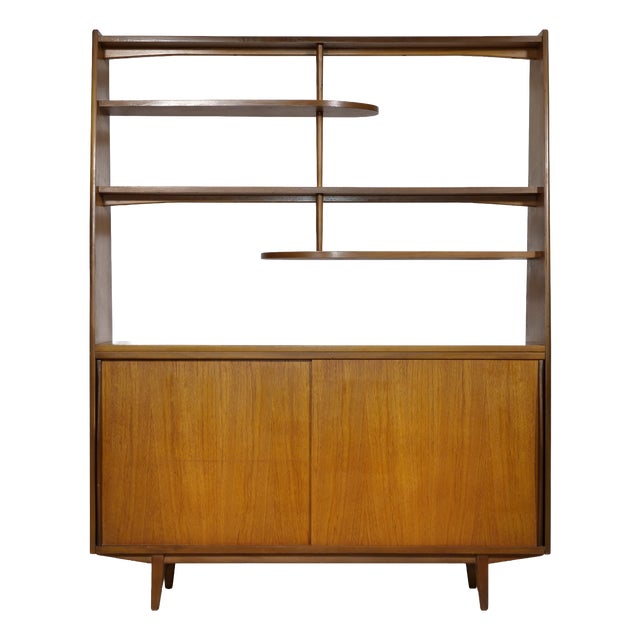 Mid-Century Modern Highboard with Kidney-Shaped Shelf inTeak, 1960s For Sale