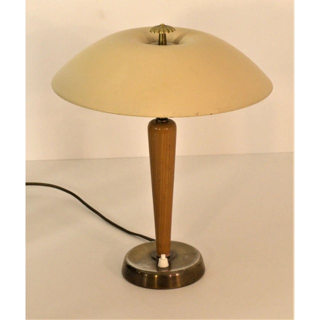 1920s Swedish Grace Period Brass and Oakwood Table Lamp by Böhlmarks, 1920s For Sale - Image 5 of 13