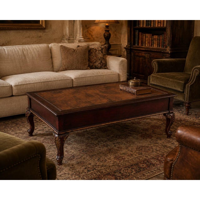 Mid 20th Century Vintage Grand Tour Oxblood World Map Coffee Table With Antiqued Gold Gilding For Sale - Image 5 of 5