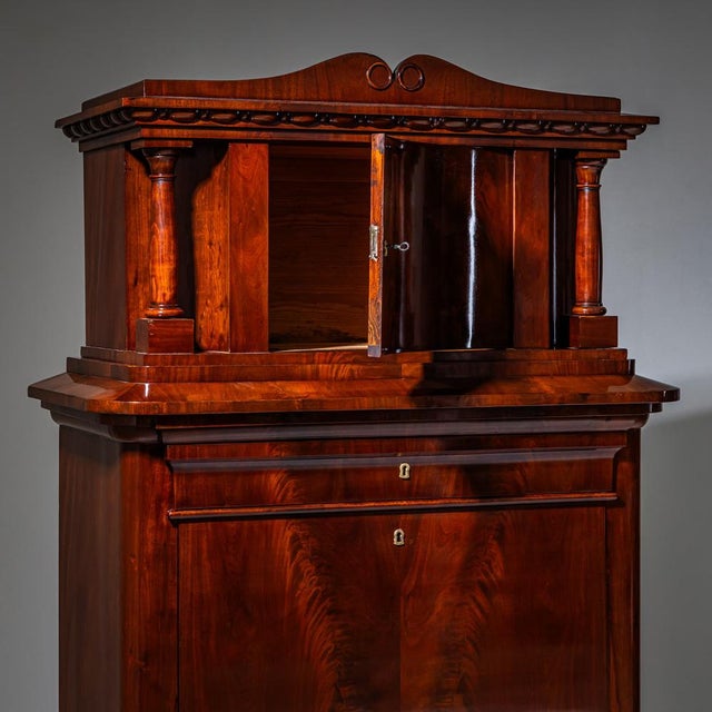 Biedermeier Mahogany Secretary Cabinet, 1830s For Sale - Image 9 of 15