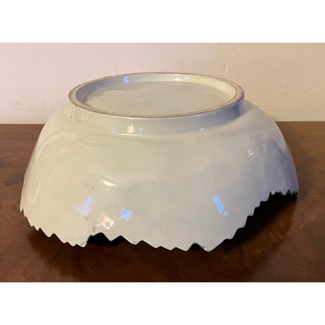 Large Portuguese Majolica Pottery Leaf Centerpiece or Serving Bowl For Sale - Image 12 of 13