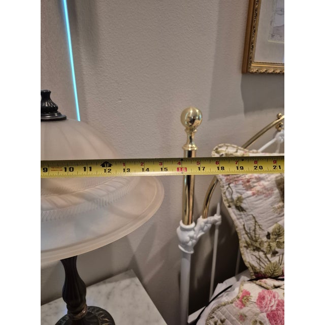 Glass Matching Pair of Traditional-Style Banker/Accent Table Lamps For Sale - Image 7 of 7