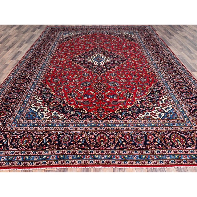 1960 Red Worn Wool Hand Knotted Vintage Persian Kashan Dense Weave Pure Wool Soft Rug For Sale In New York - Image 6 of 12