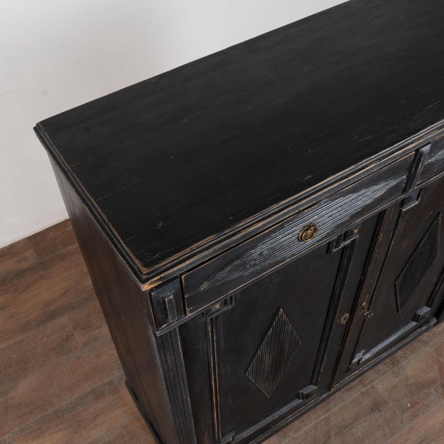 Late 19th Century Late 19th Century Swedish Black Painted Sideboard With Fluted Diamond Carving For Sale - Image 5 of 13