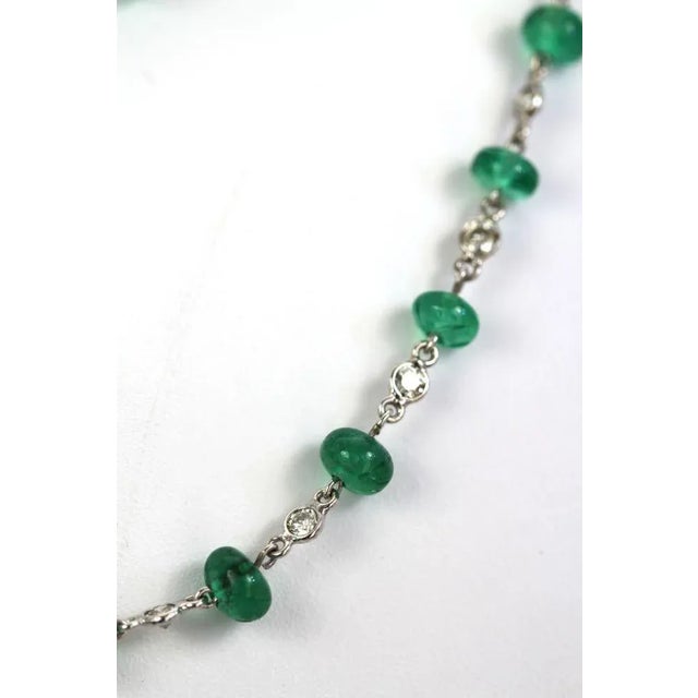 Contemporary Diamond & Emerald Bead Necklace For Sale - Image 3 of 8