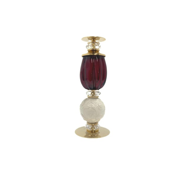 Art Deco Ava Medium Candle Holder Cardinal Red With Ruby Stone. For Sale - Image 3 of 3