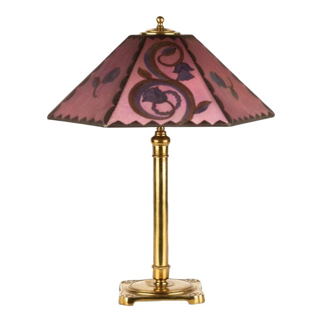 Vintage Pairpoint Floral Decorated Art Nouveau Deco Table Lamp For Sale