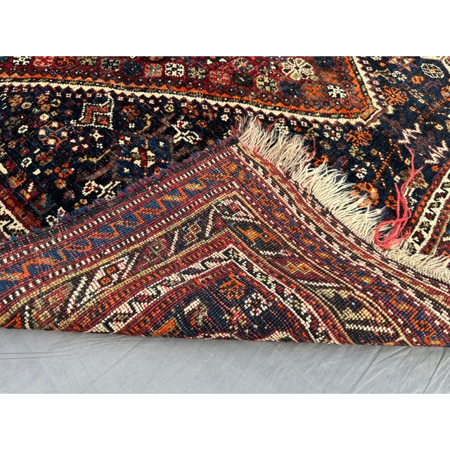 Ruby Red 1900s Antique Persian Qashqai Rug For Sale - Image 8 of 8