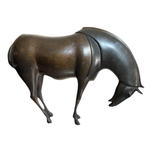 Vintage Bronze Armored Horse Sculpture by Loet Vanderveen, Limited Edition 2/750