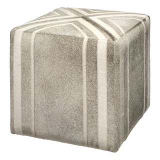 Nantucket Ottoman, Grey Hide For Sale