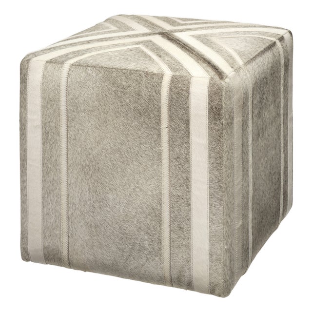Nantucket Ottoman, Grey Hide For Sale