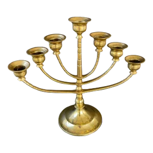 Solid Brass Swing 7 Arm Menorah Candelabra Candle Holder