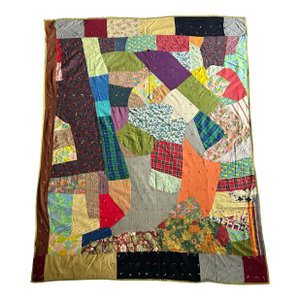 Large 1960’s Handmade Crazy Quilt 91” X 66”