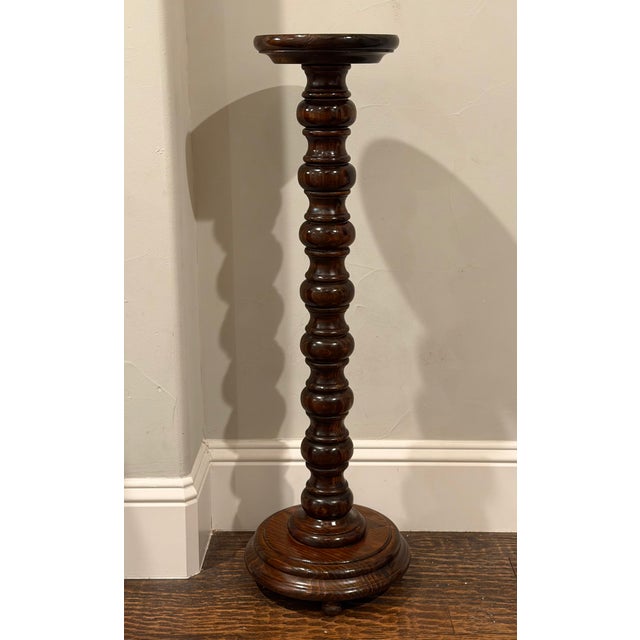 Victorian Vintage Monumental Bobbin-Turned Wood Display Pedestal or Plant Stand, 37.5” For Sale - Image 3 of 18