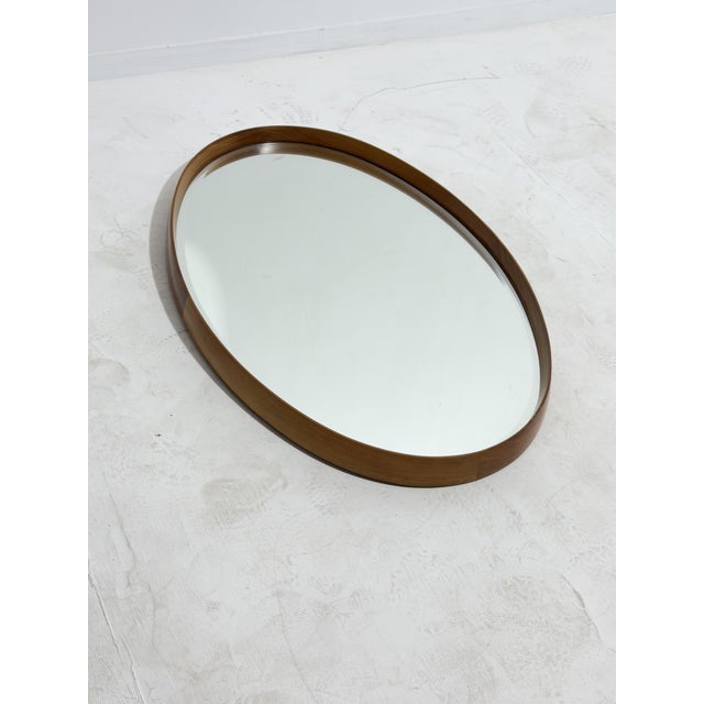 Large Oval Beech Wood Wall Mirror, 1960 For Sale - Image 6 of 10