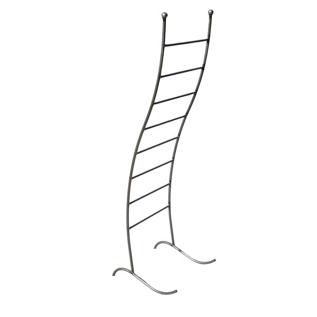 Metal Vintage Postmodern Steel Wavy Magazine Rack Holder For Sale - Image 7 of 17