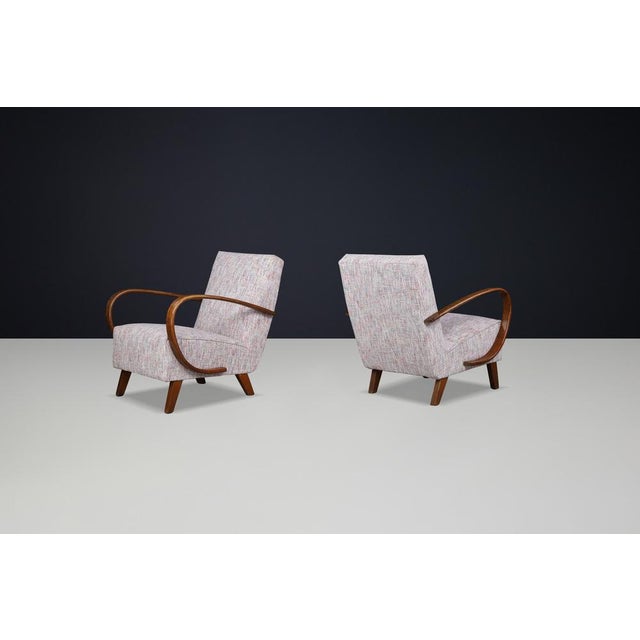 1940s Upholstered Bentwood Lounge Chairs by Jindrich Halabala, 1940s, Set of 2 For Sale - Image 5 of 11