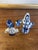 1970s Vintage Blue and White Porcelain Figurine Pair, Hand-Painted Folk Figures For Sale - Image 5 of 10