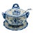 Vintage Blue and White Soup Tureen With Charger Plate For Sale