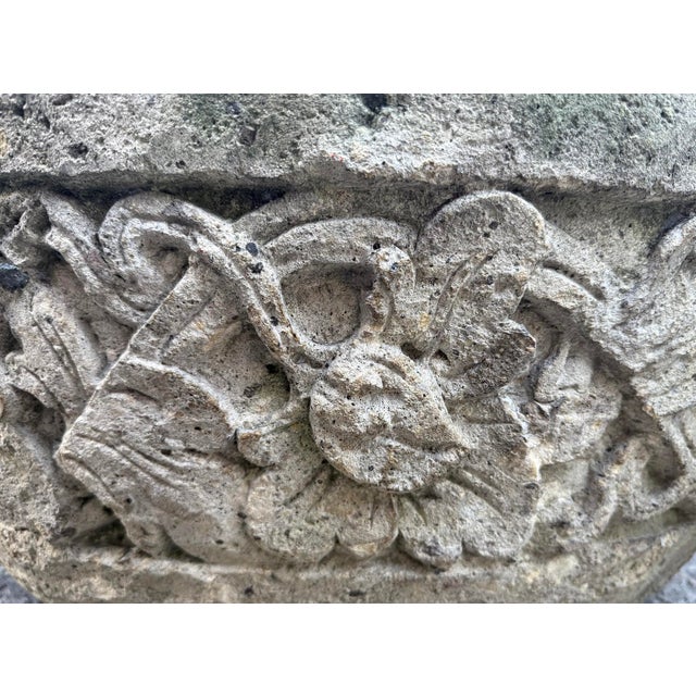 Vintage Stone Cement Carved Rustic Planter Bowl For Sale - Image 4 of 4